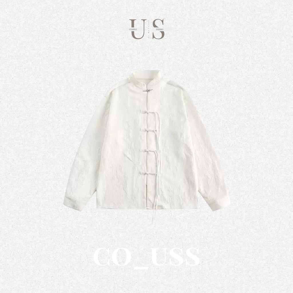 S0402 New Chinese Style High-End Jacquard Button-Down Shirt