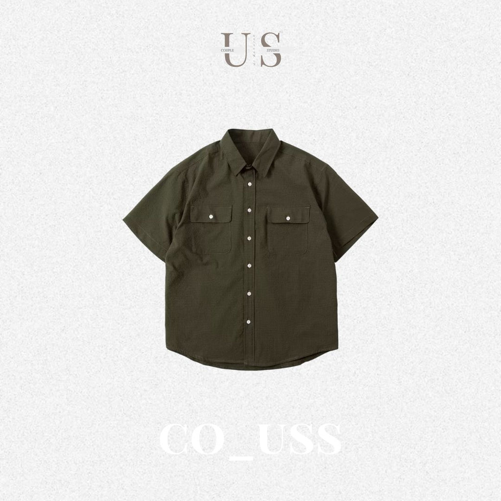 S0422 Japanese-style DuPont Sorona bubble fabric cool quick-drying loose-fitting short-sleeved five-point shirt
