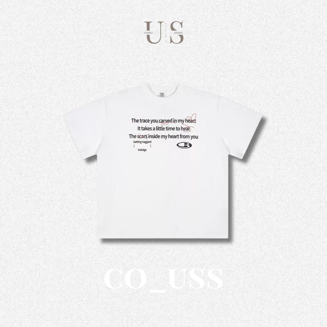 S0381 American style Sorona cool-feel loose-fitting crew neck trendy letter short-sleeved t-shirt
