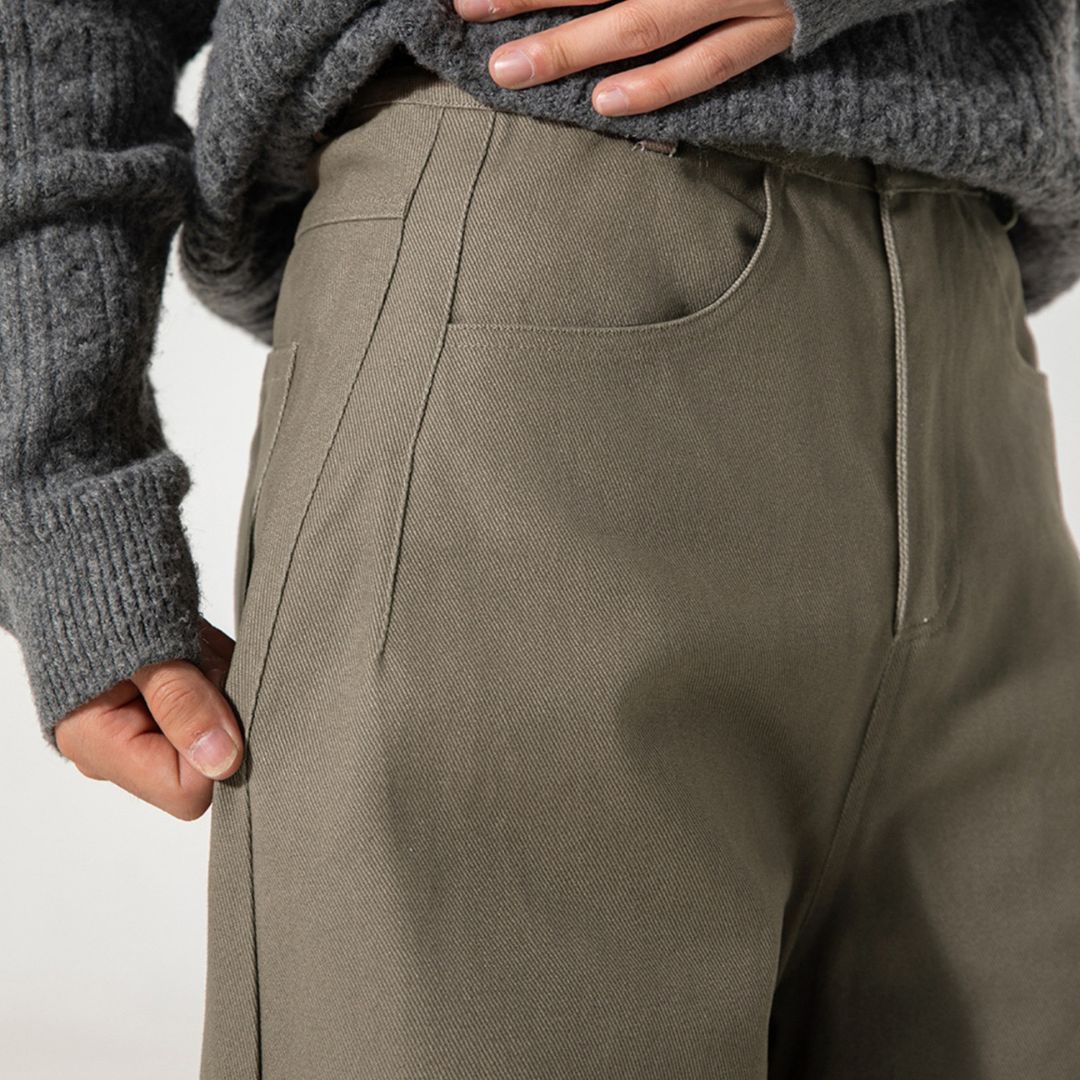 P0164 American retro pleated structure machete new style silhouette trendy casual pants loose straight long pants