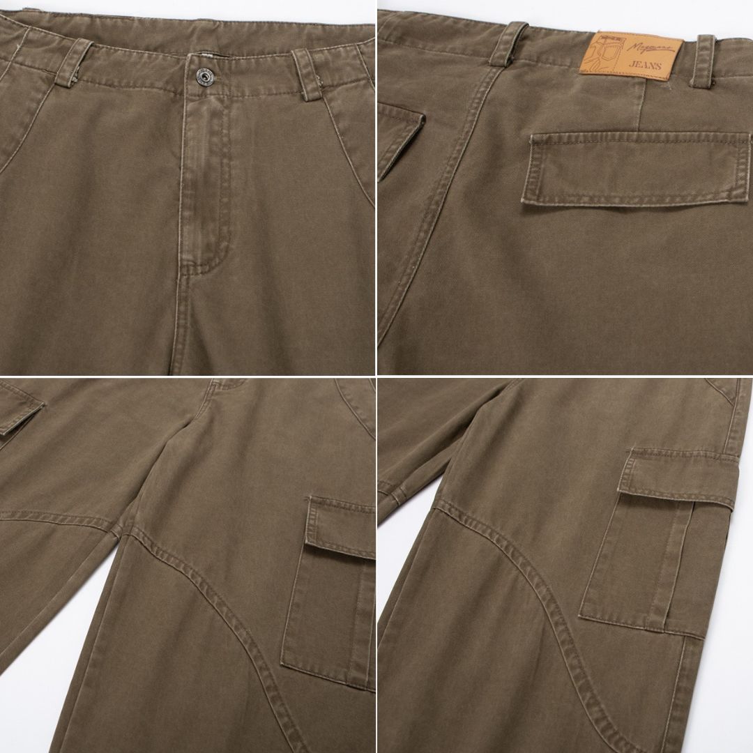 P0108 American retro washed distressed pocket straight casual Cargo Pants