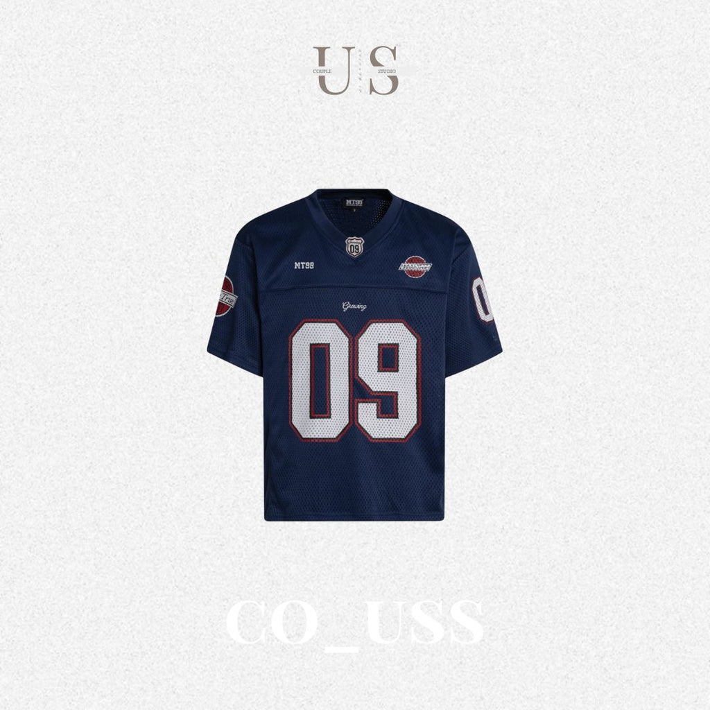 S0427 American street retro mesh V-neck short-sleeved T-shirt