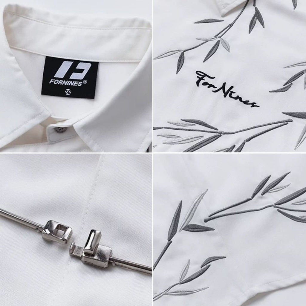 S0224 New Chinese style Chinese style bamboo embroidered Tang suit short-sleeved shirt