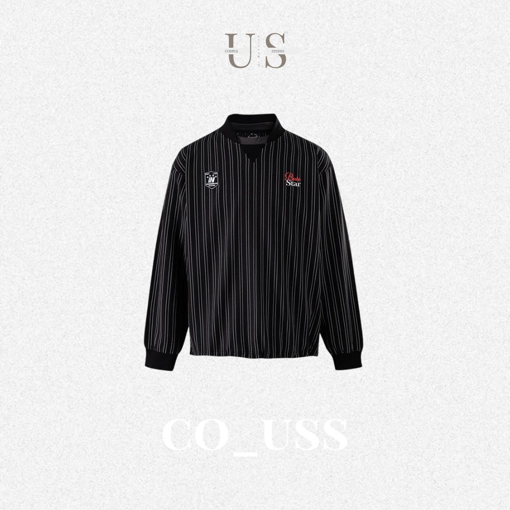 S0342 NotBrand Millennial Retro American V-neck Loose Striped Sports Jersey