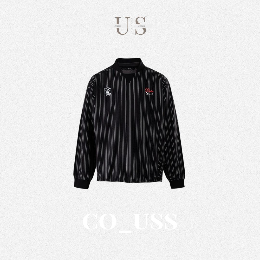 S0342 NotBrand Millennial Retro American V-neck Loose Striped Sports Jersey