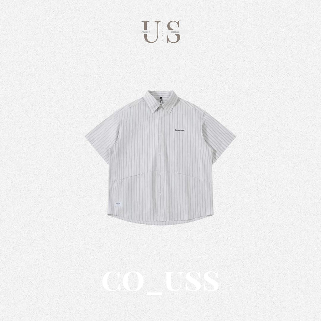 S0430 Japanese-style striped embroidered letter short-sleeved T-shirt