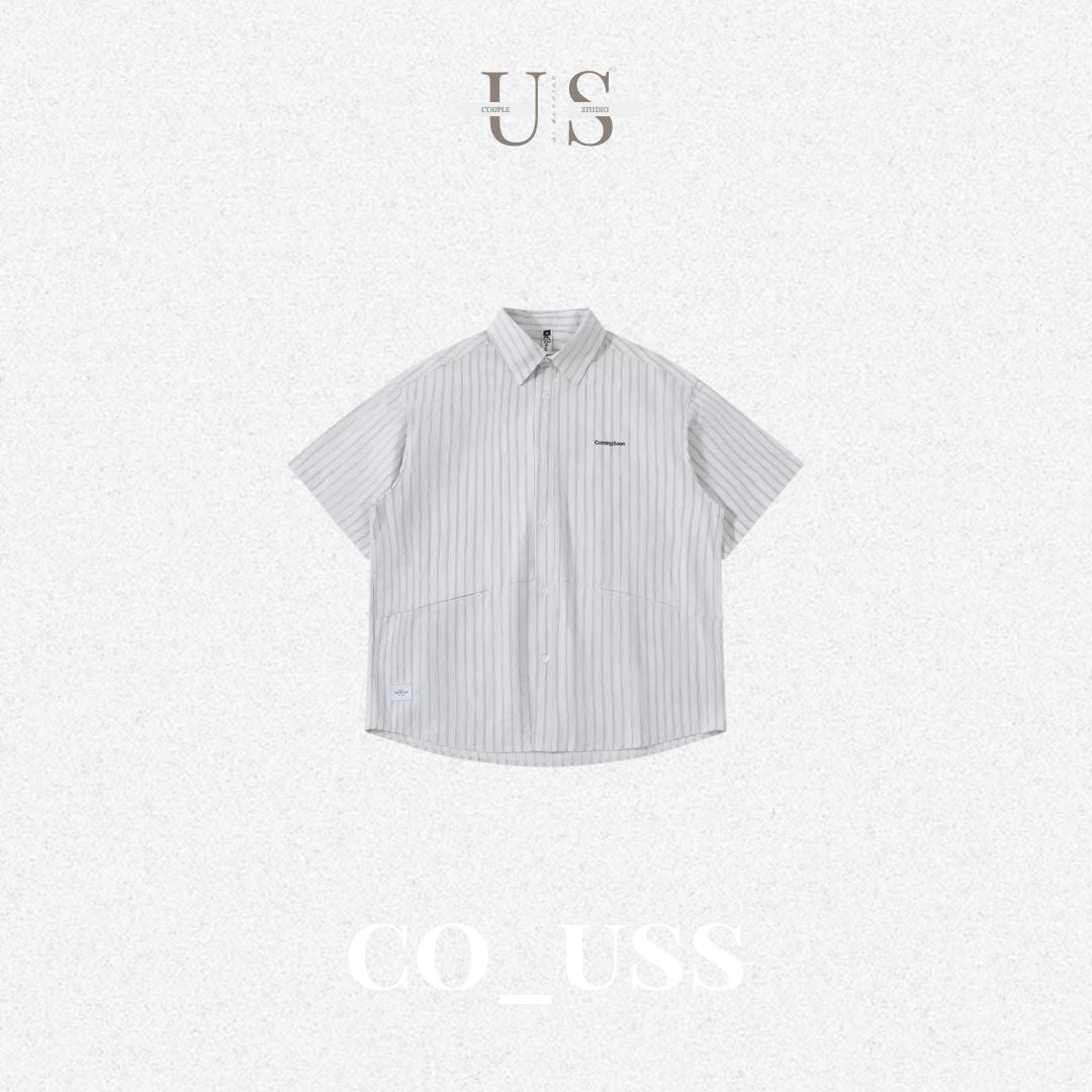 S0430 Japanese-style striped embroidered letter short-sleeved T-shirt