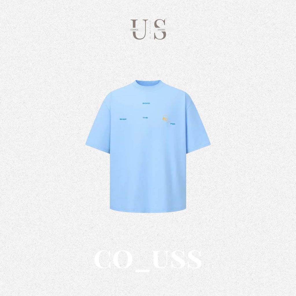 S0443 American retro lettering minimalist short-sleeved T-shirt