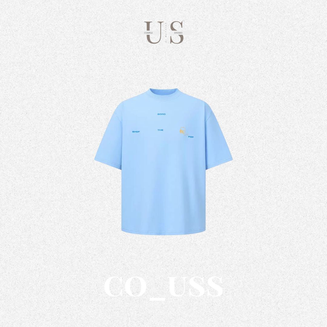 S0443 American retro lettering minimalist short-sleeved T-shirt