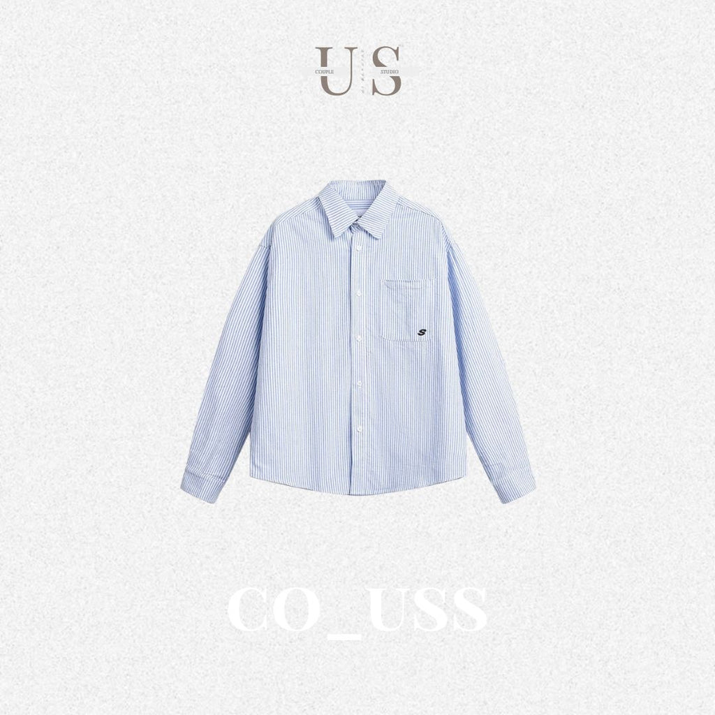 S0358 Japanese Cityboy Retro Striped Loose Casual Cotton Long-sleeved Shirt