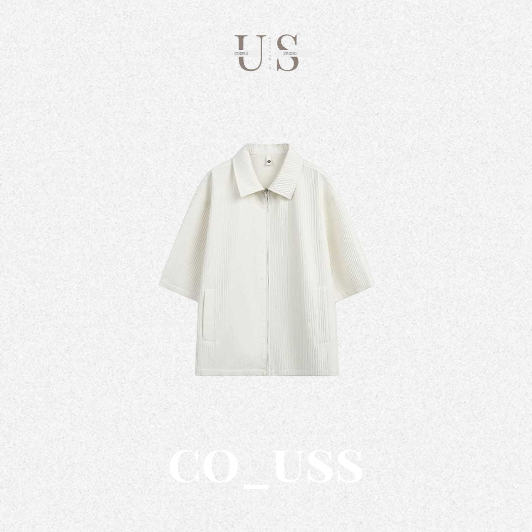 S0408 American-style textured fabric boxy short-sleeved shirt