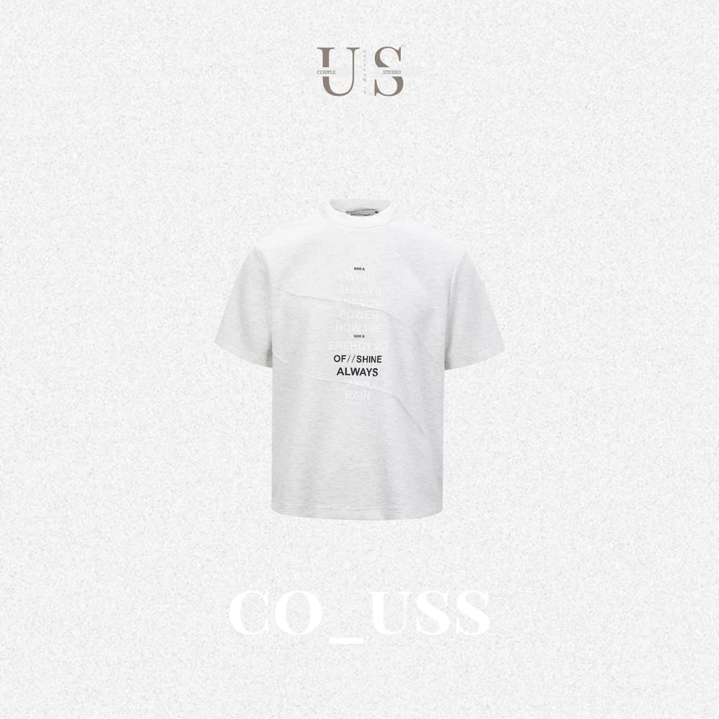 S0371 America Style 250g Air Layer Base Printed Letter Crewneck Casual Short Sleeve T-Shirt