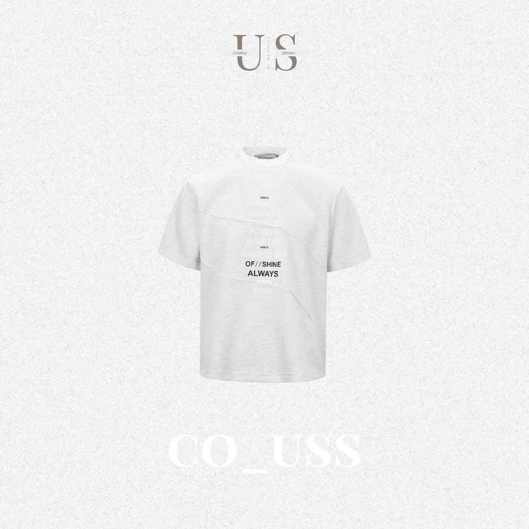 S0371 America Style 250g Air Layer Base Printed Letter Crewneck Casual Short Sleeve T-Shirt