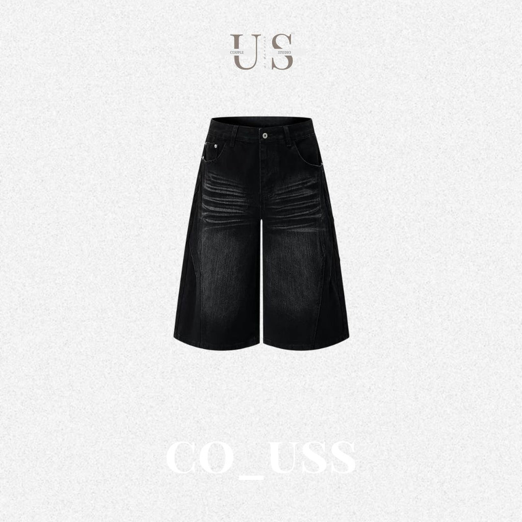P0243 American Retro Deconstructed Cropped Denim Shorts