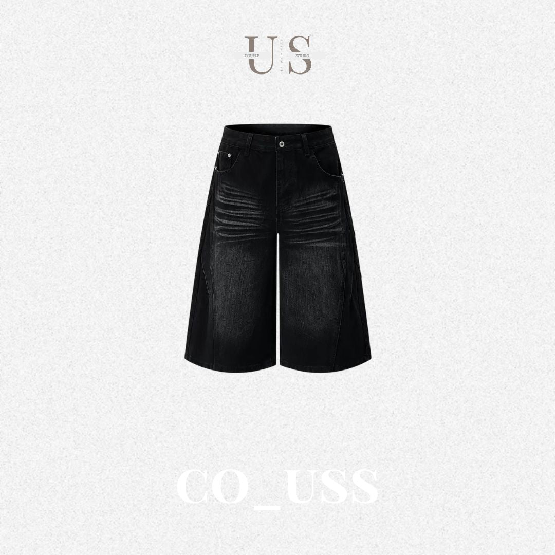 P0243 American Retro Deconstructed Cropped Denim Shorts