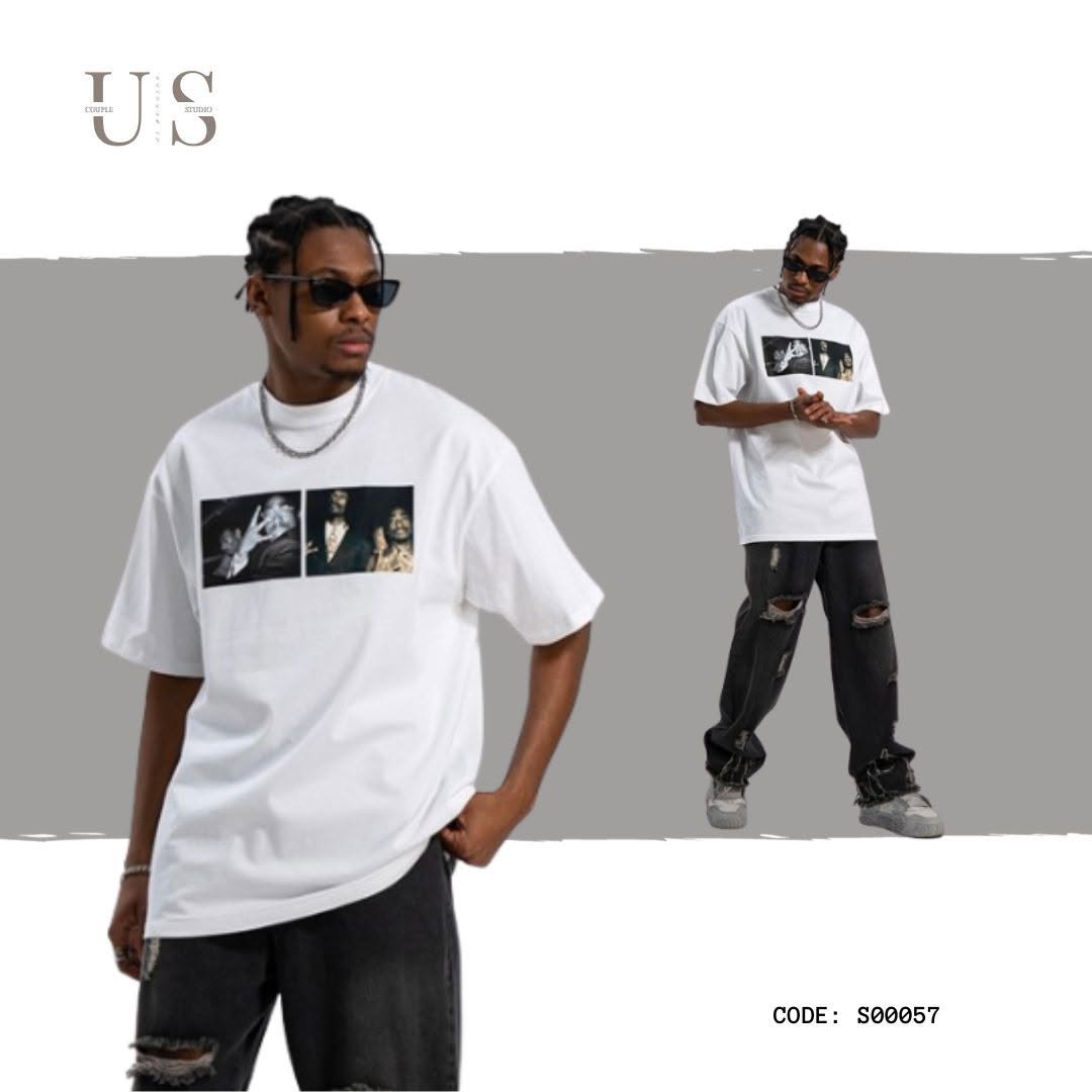 S0057 Oversize America Vintage Photo Print Short Sleeve T-Shirt
