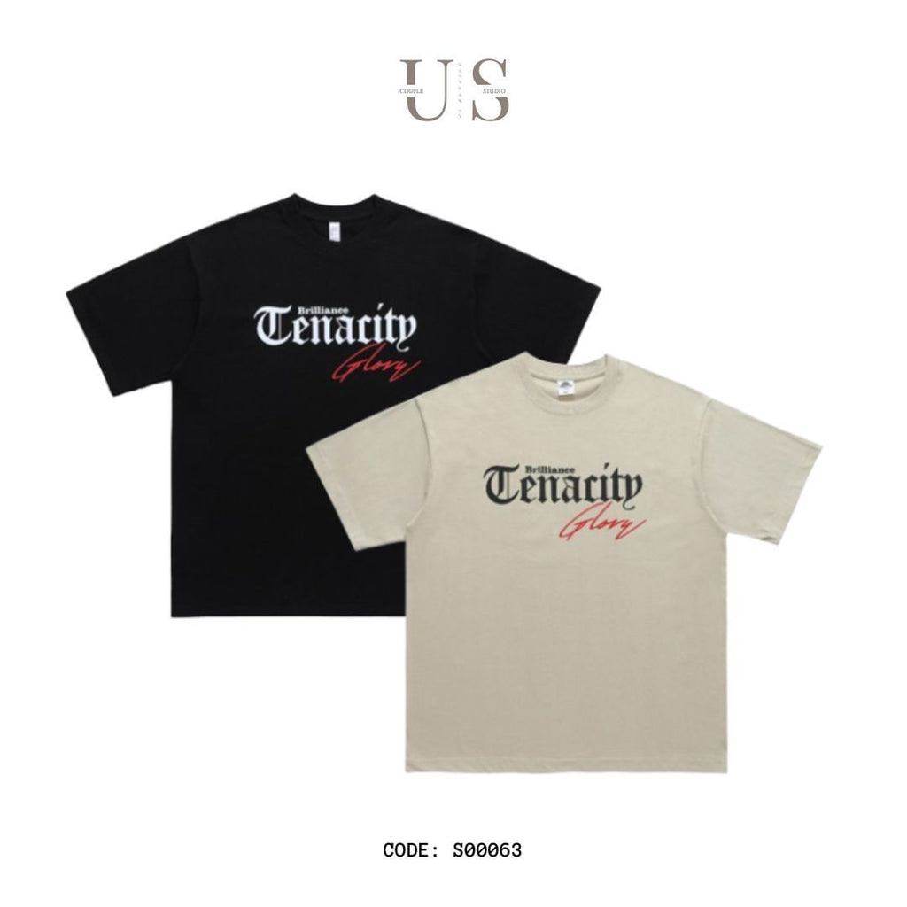 S0063 Americana Sytle Tenacity Letter Print Short Sleeve T-Shirt