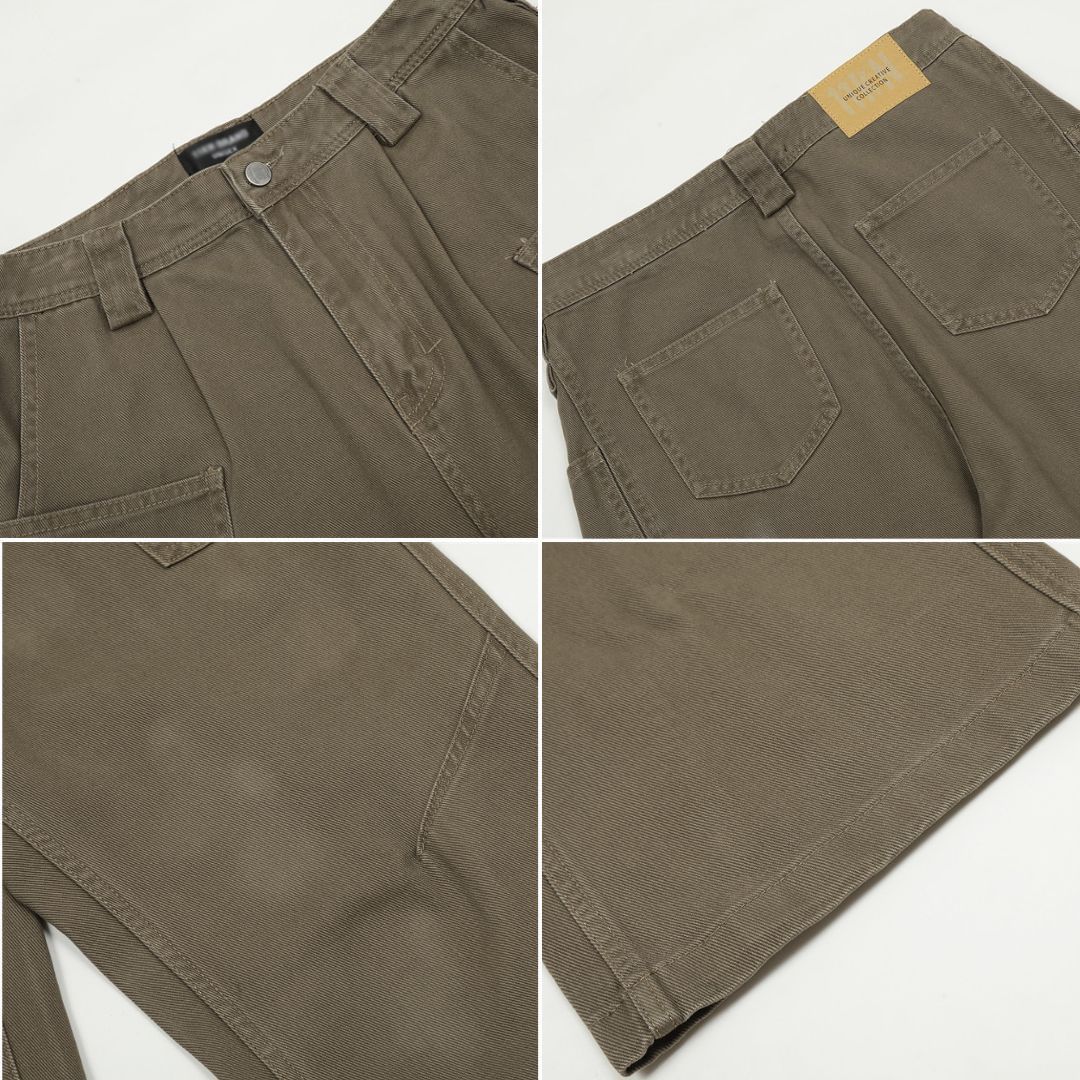 P0033 American Style High Street Oversize Wide Leg Denim Cargo Pants