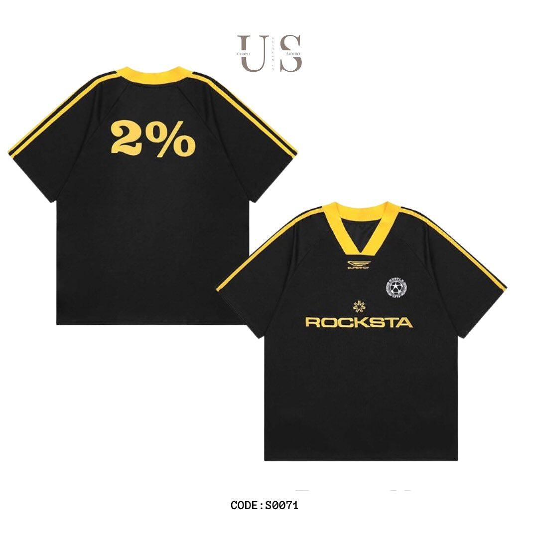 S0071 American Vintage Rocksta Football Sports Style V-neck T-shirt