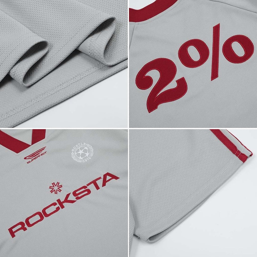 S0071 American Vintage Rocksta Football Sports Style V-neck T-shirt