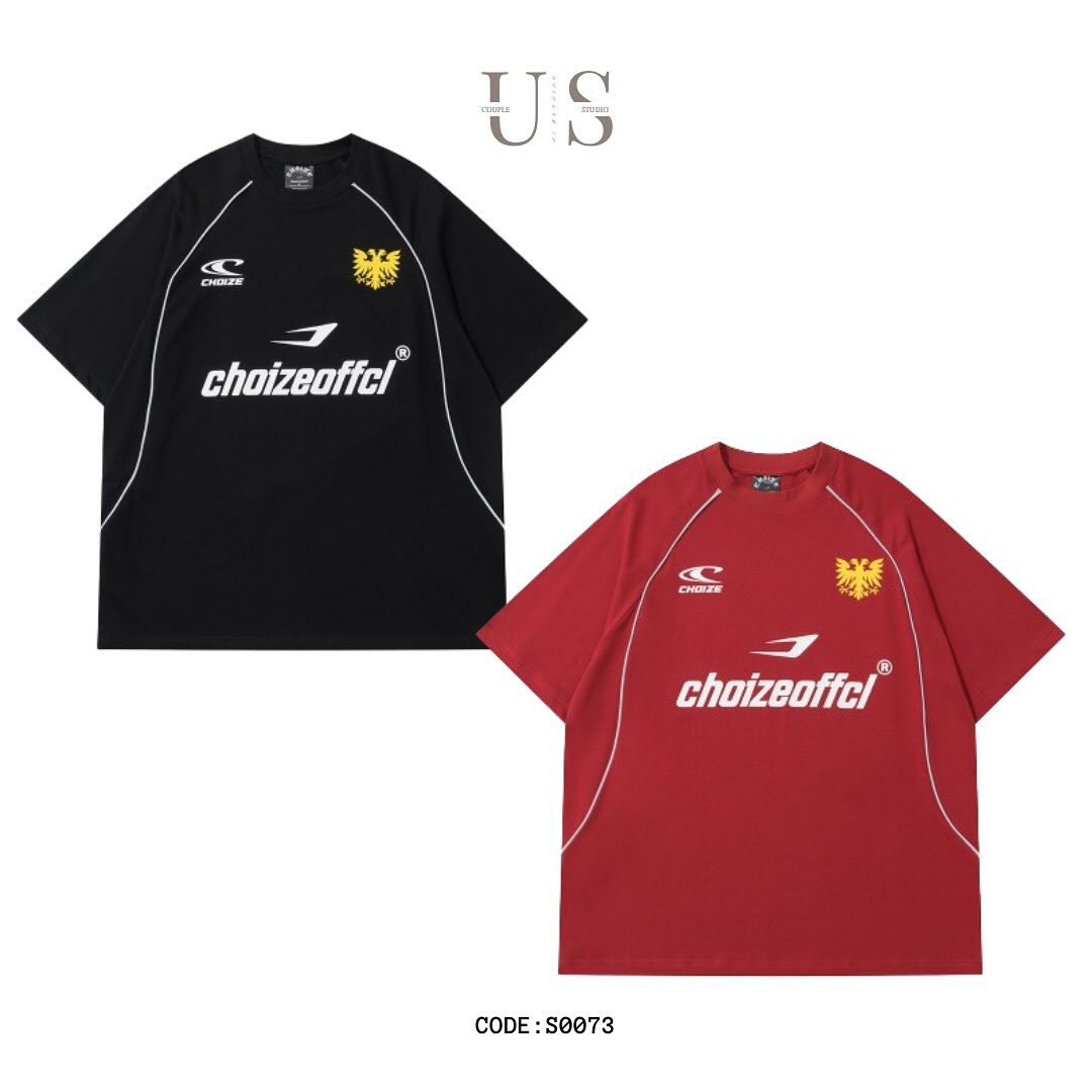 S0073 America Style Vintage Choizeoffcl Letter Print Oversize Sport T-Shirt