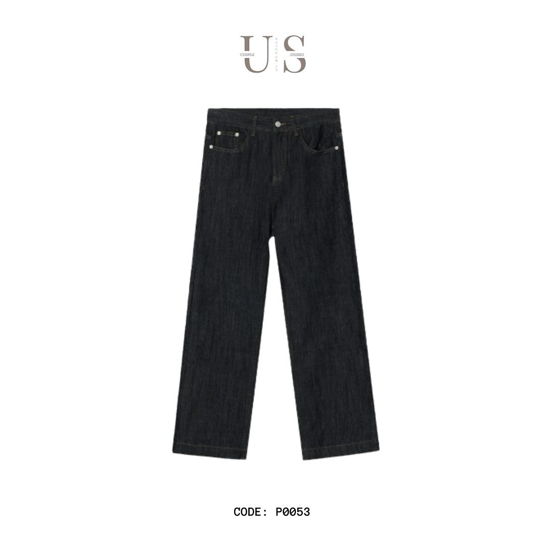 P0053 Korean Style Black Versatile Loose Drape Straight Jeans
