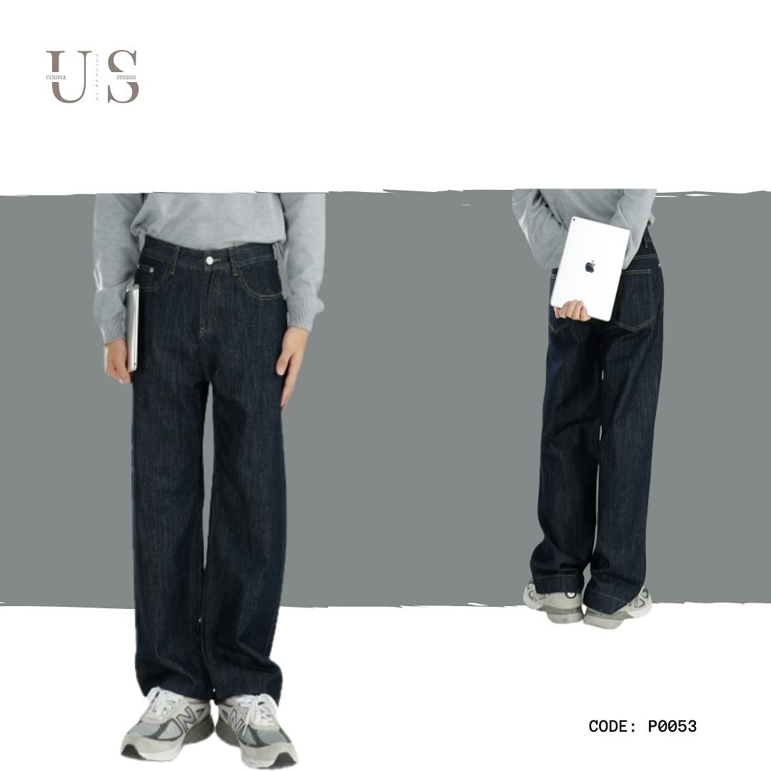 P0053 Korean Style Black Versatile Loose Drape Straight Jeans