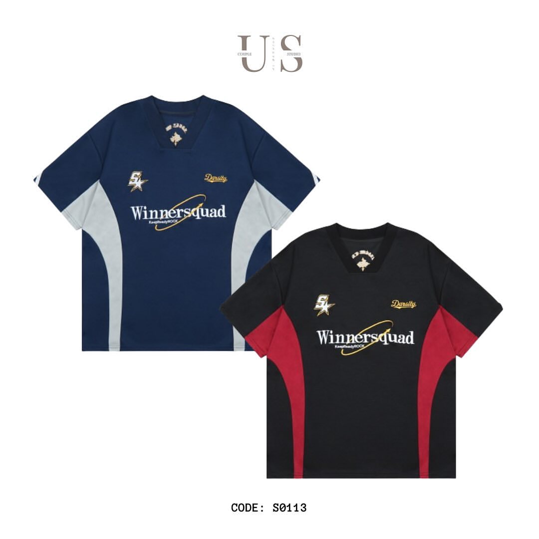 S0113 Volkswagen contrasting color cut V-neck sports short-sleeved T-shirt