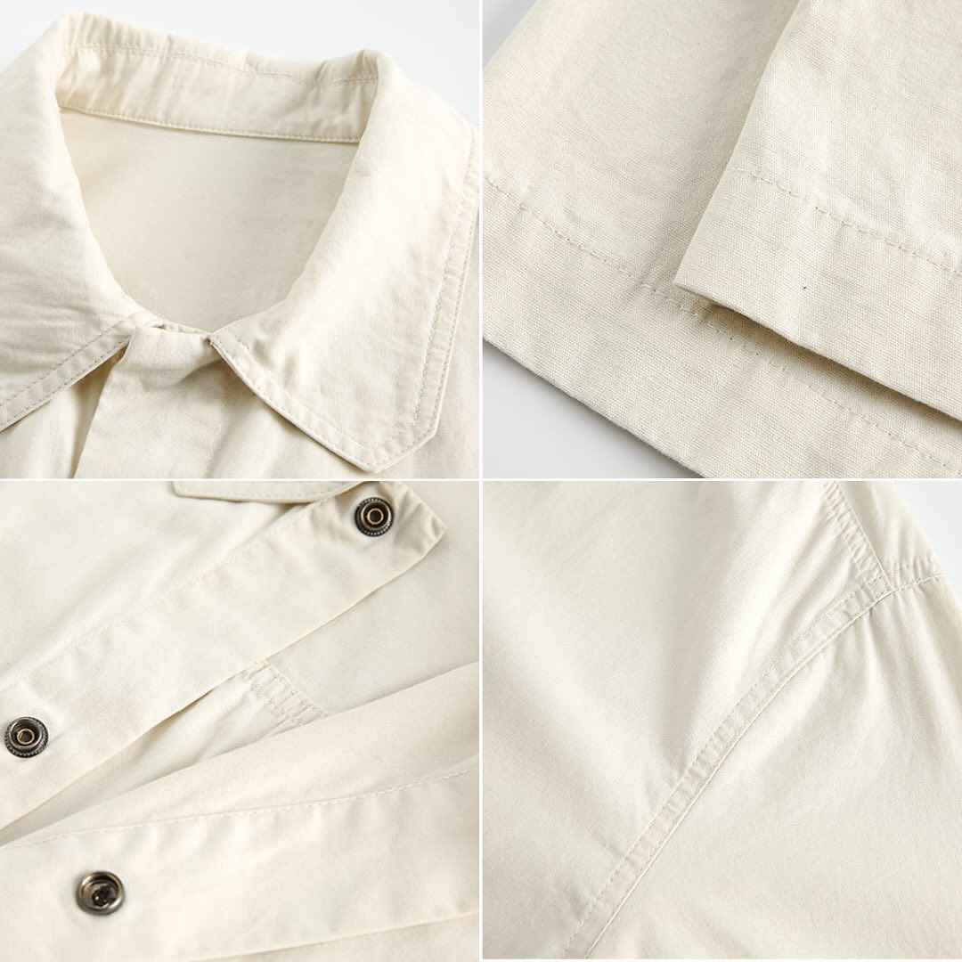 S0138 American retro solid color workwear short-sleeved shirt