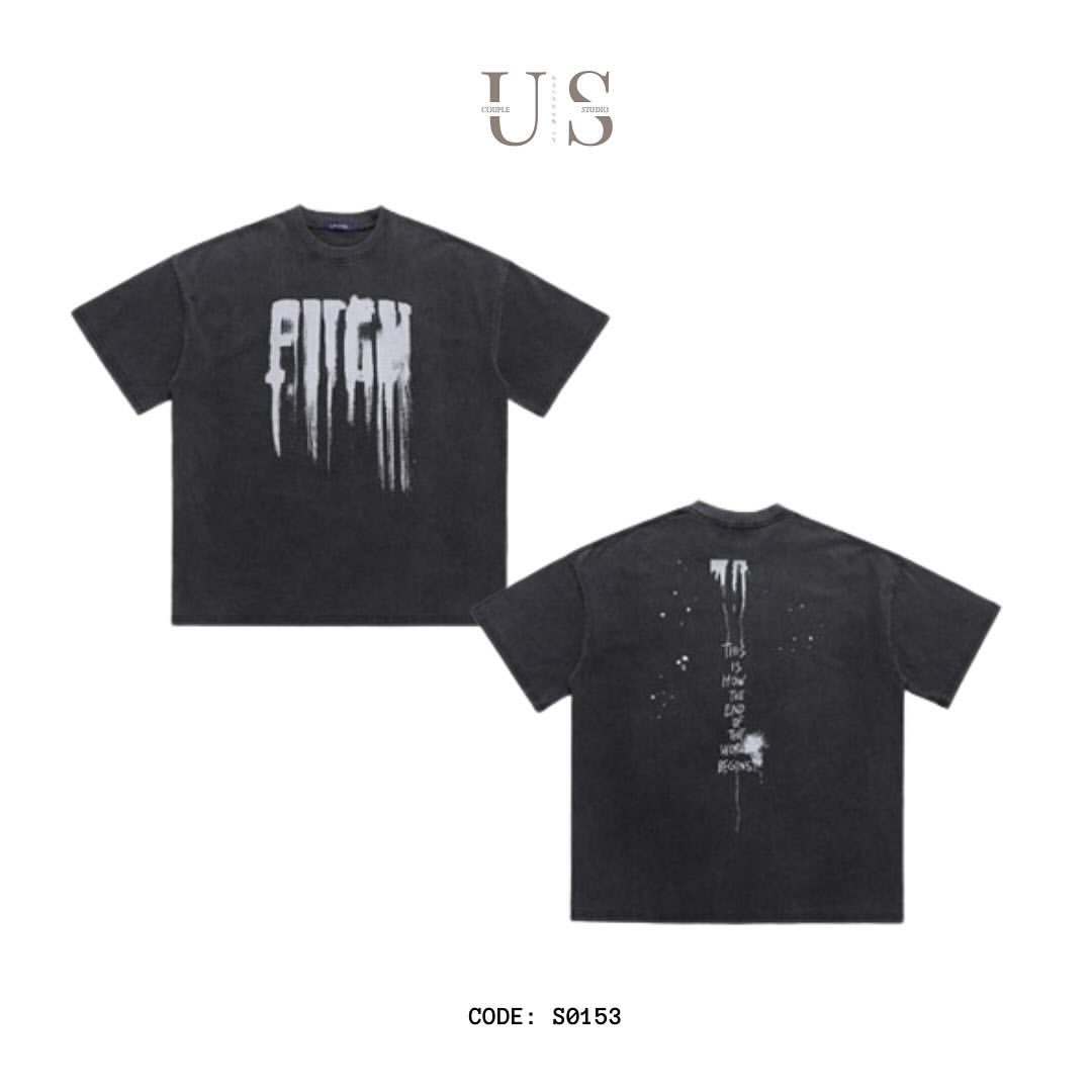 S0153 American street washed retro letter print loose T-shirt