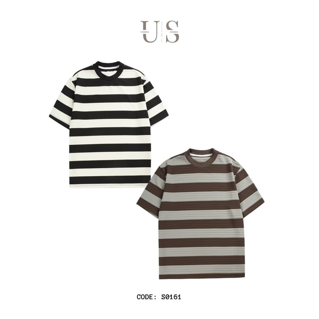 S0161 Japanese retro striped design loose short-sleeved T-shirt
