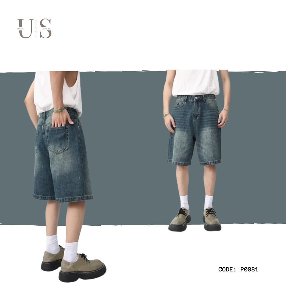 P0081 American retro style distressed denim shorts