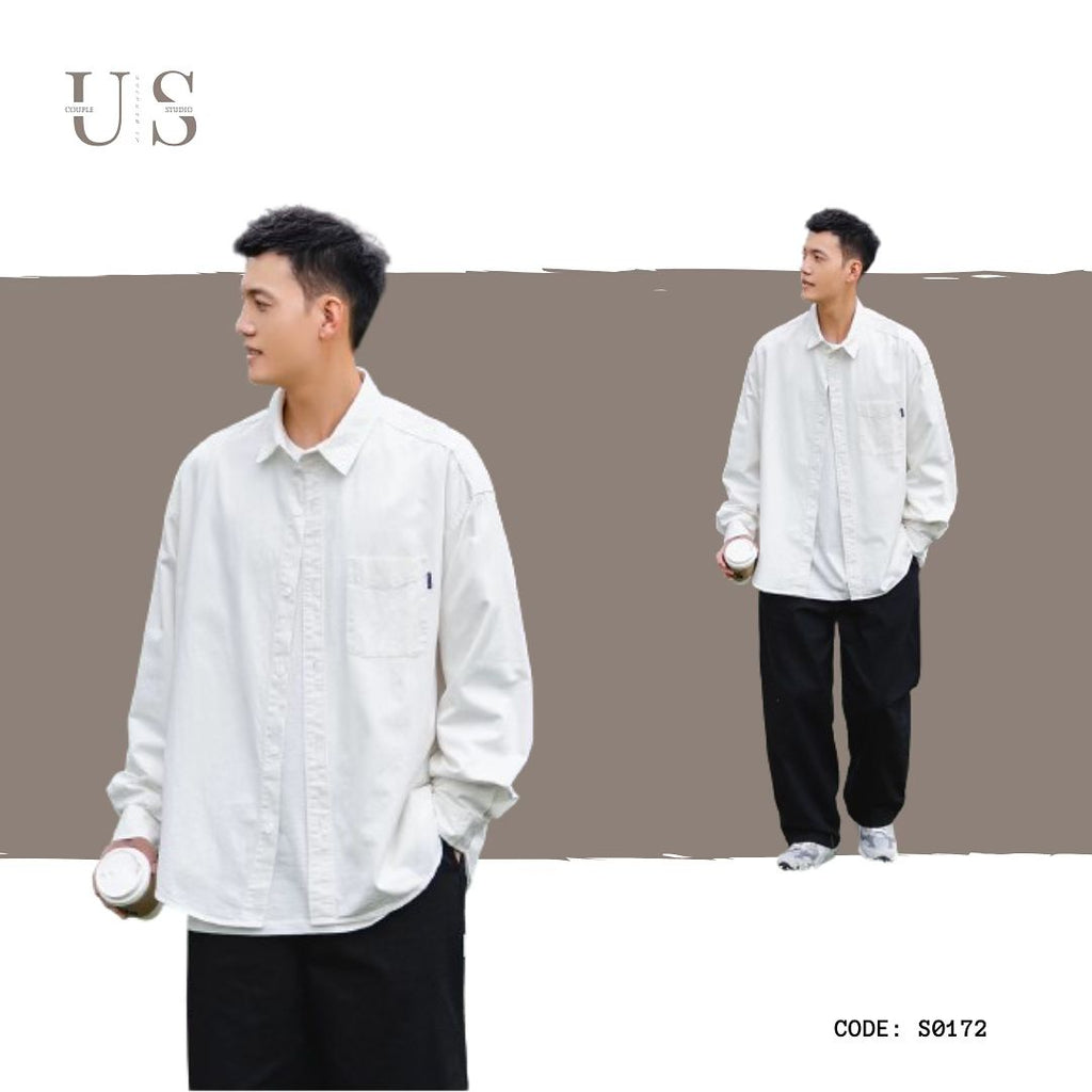 S0172 Japanese casual versatile loose pointed collar shirt