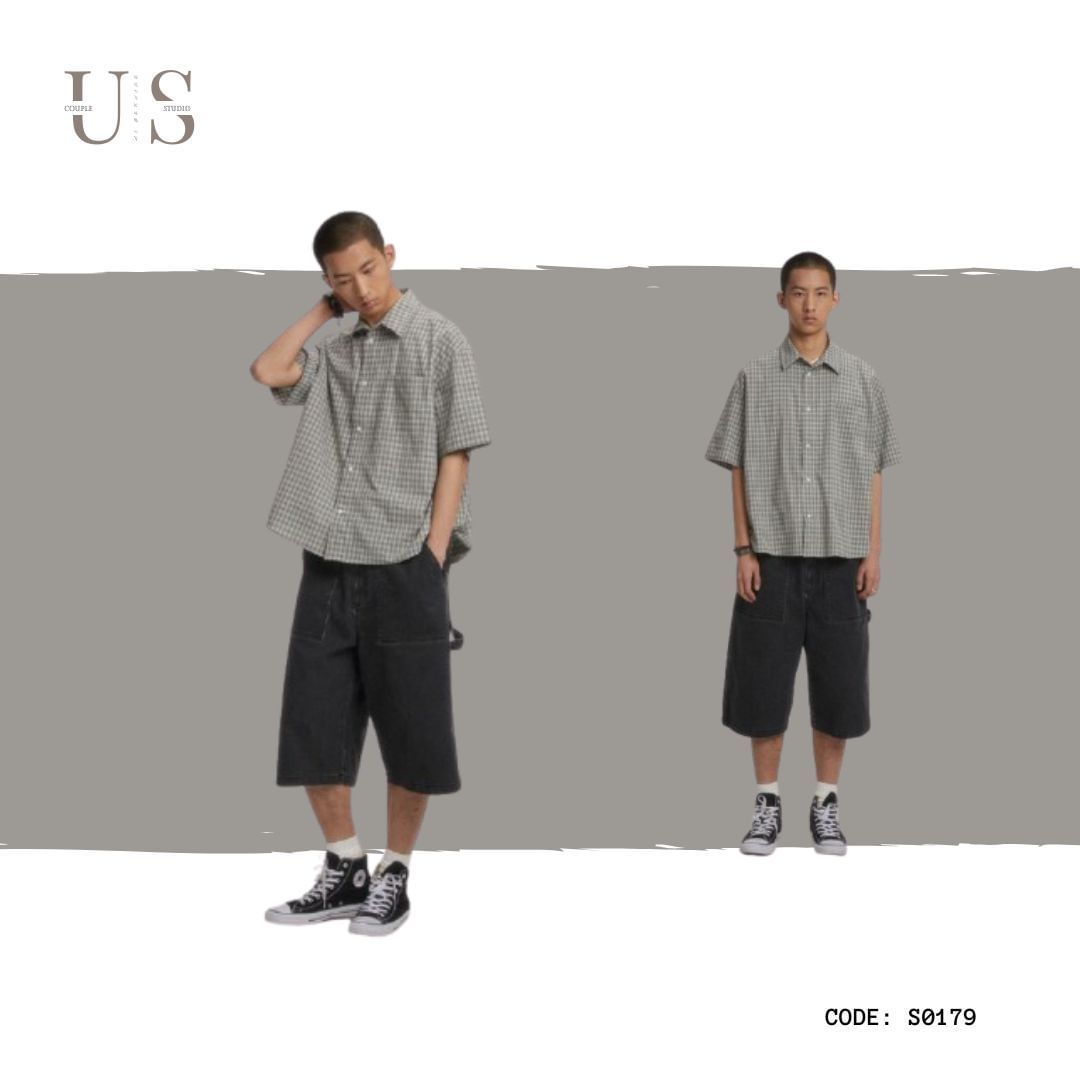 S0180 Japanese Vintage cityboy oversize plaid shirt Available: Green