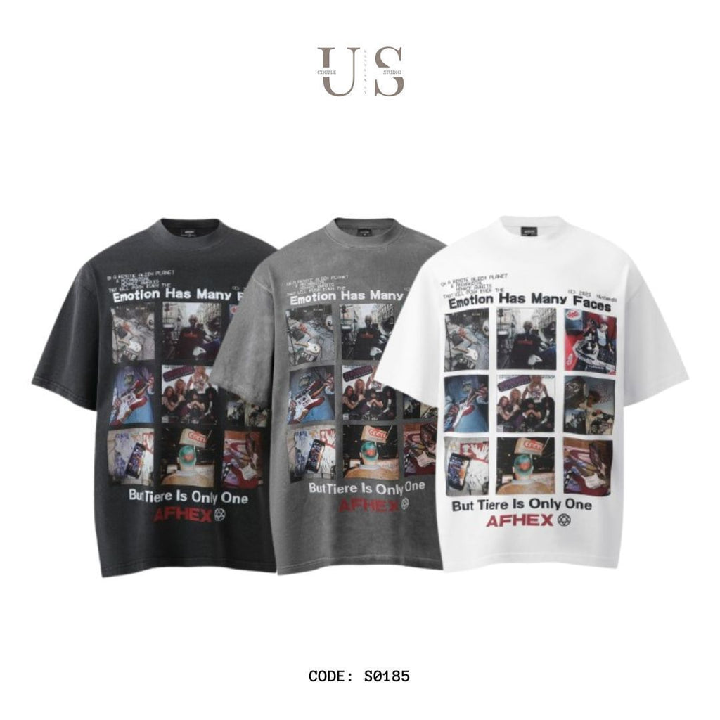 S0185 American Old School Print Vintage oversize T-shirt