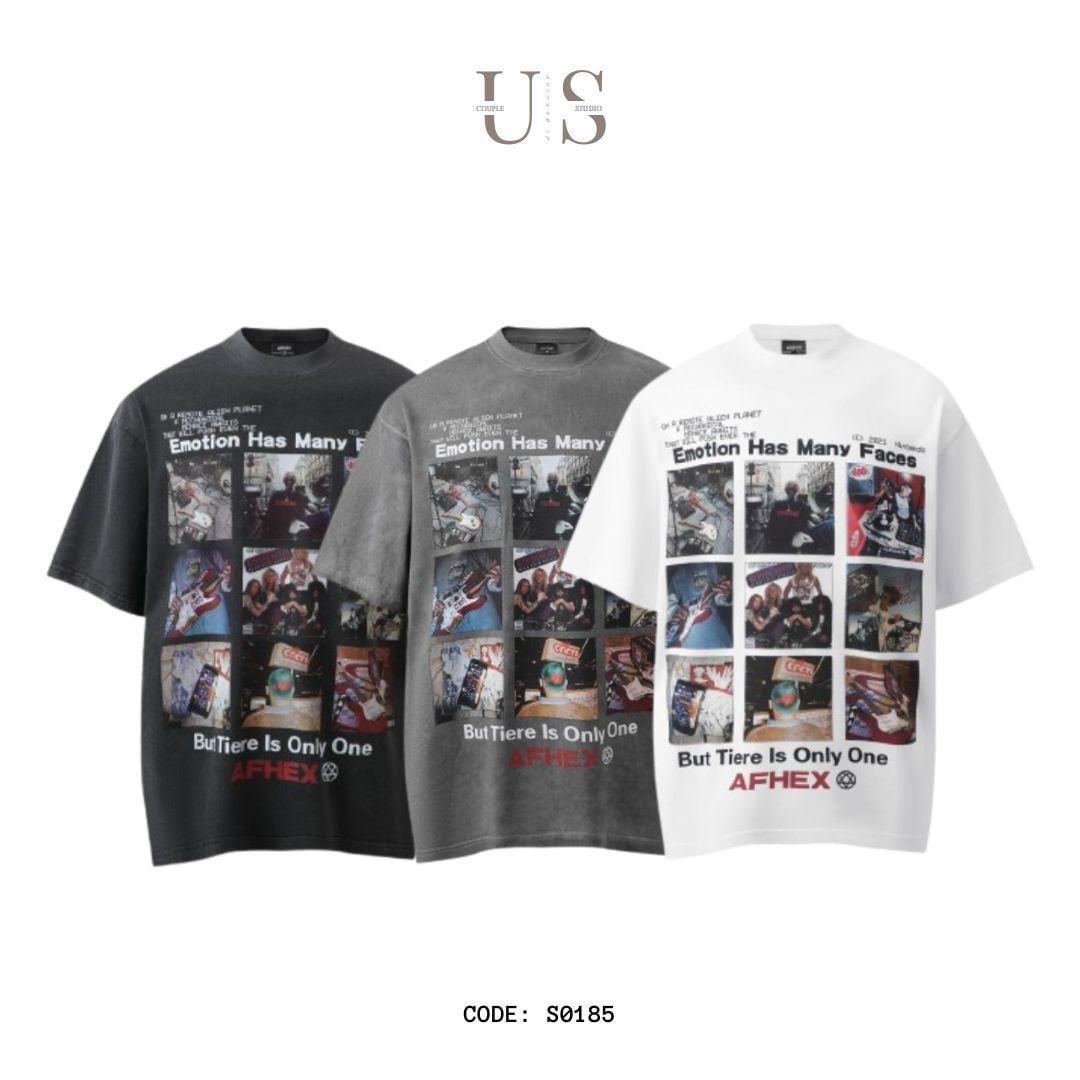 S0185 American Old School Print Vintage oversize T-shirt