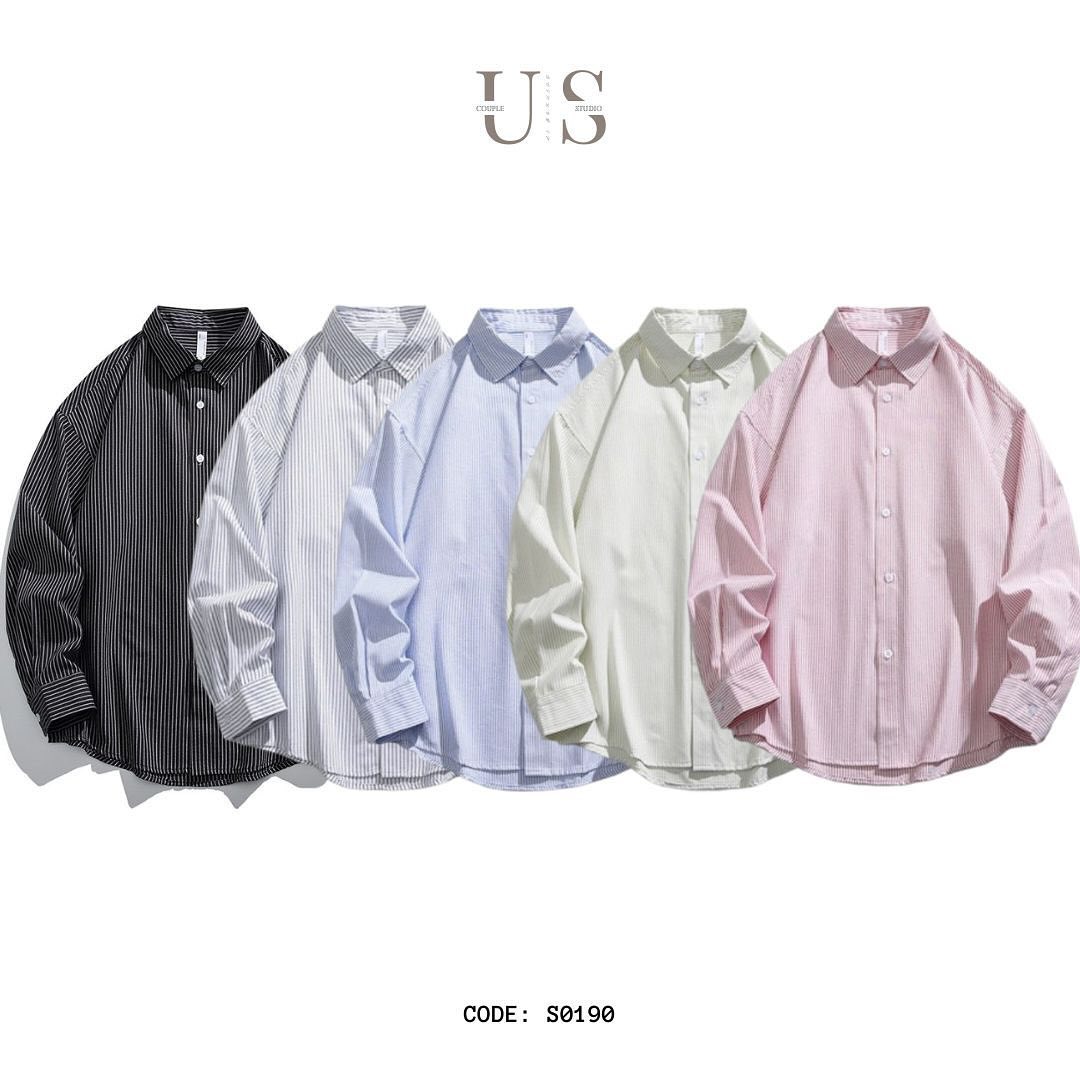 S0190 Japanese Style Vintage Line Design Oversized Long-sleeve Shirt