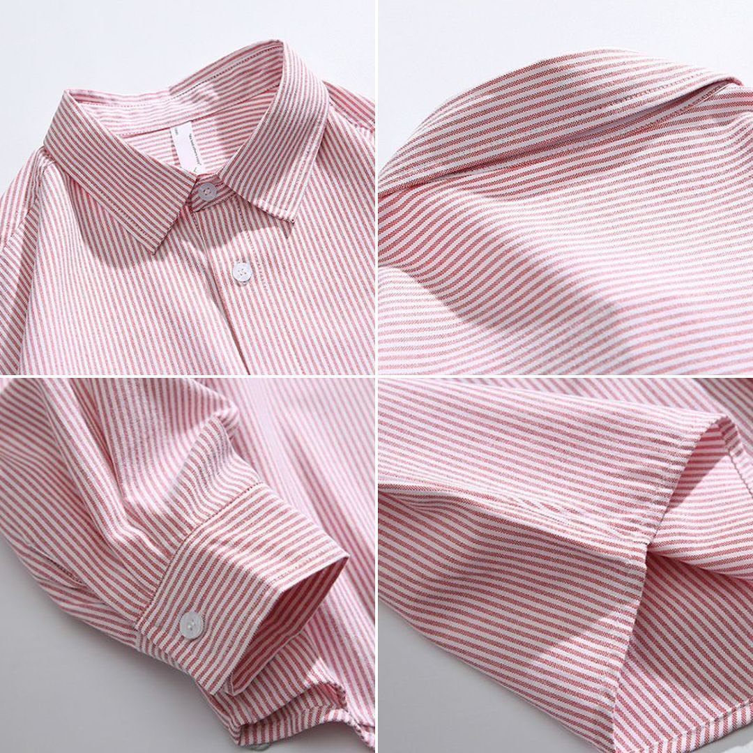S0190 Japanese Style Vintage Line Design Oversized Long-sleeve Shirt