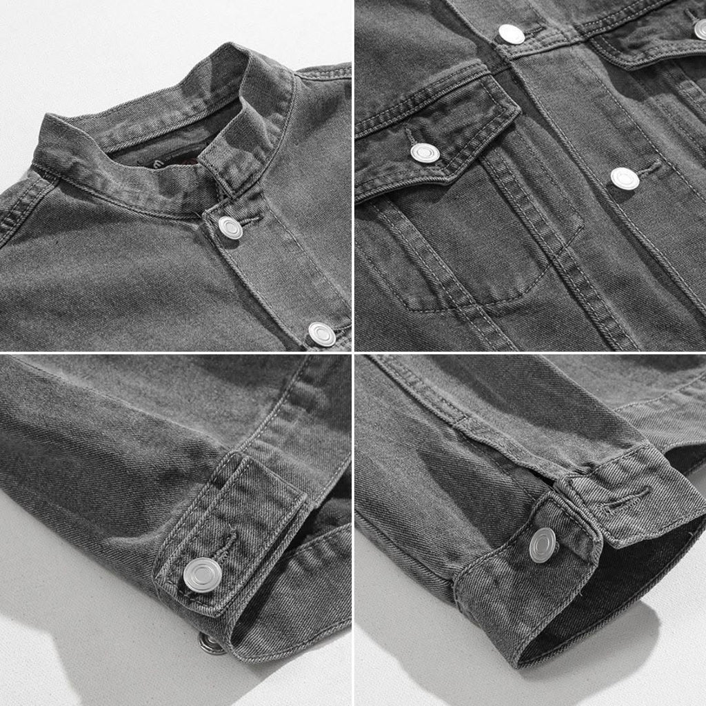 S0198 Korean style casual Cargo light gray denim jacket