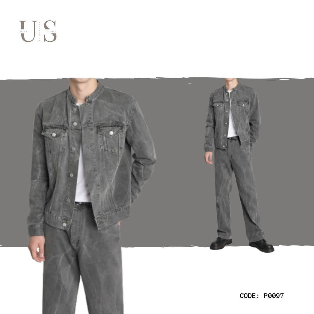 S0198 Korean style casual Cargo light gray denim jacket