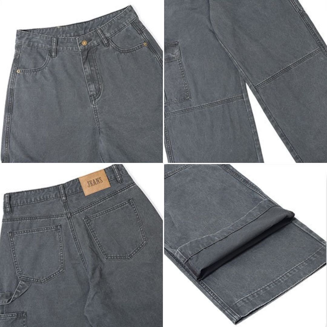P0101 America Style Vintage Design Oversize straight Cargo Pants