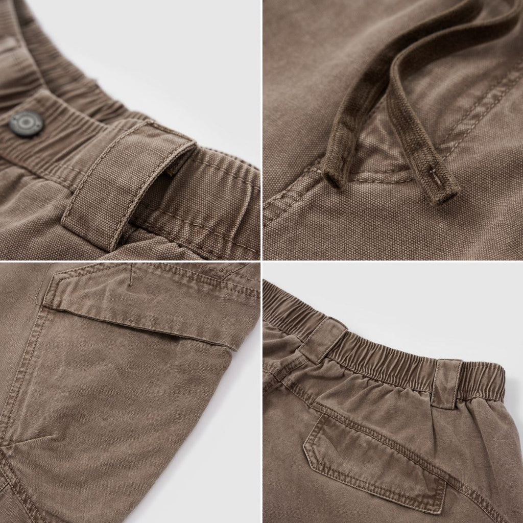 P0136 American style heavy washed overalls trendy multi-pocket loose casual shorts