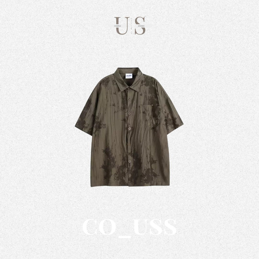 S0412 New Chinese Retro Ink Painting Design Niche Trendy Brand Loose Short-Sleeve Shirts
