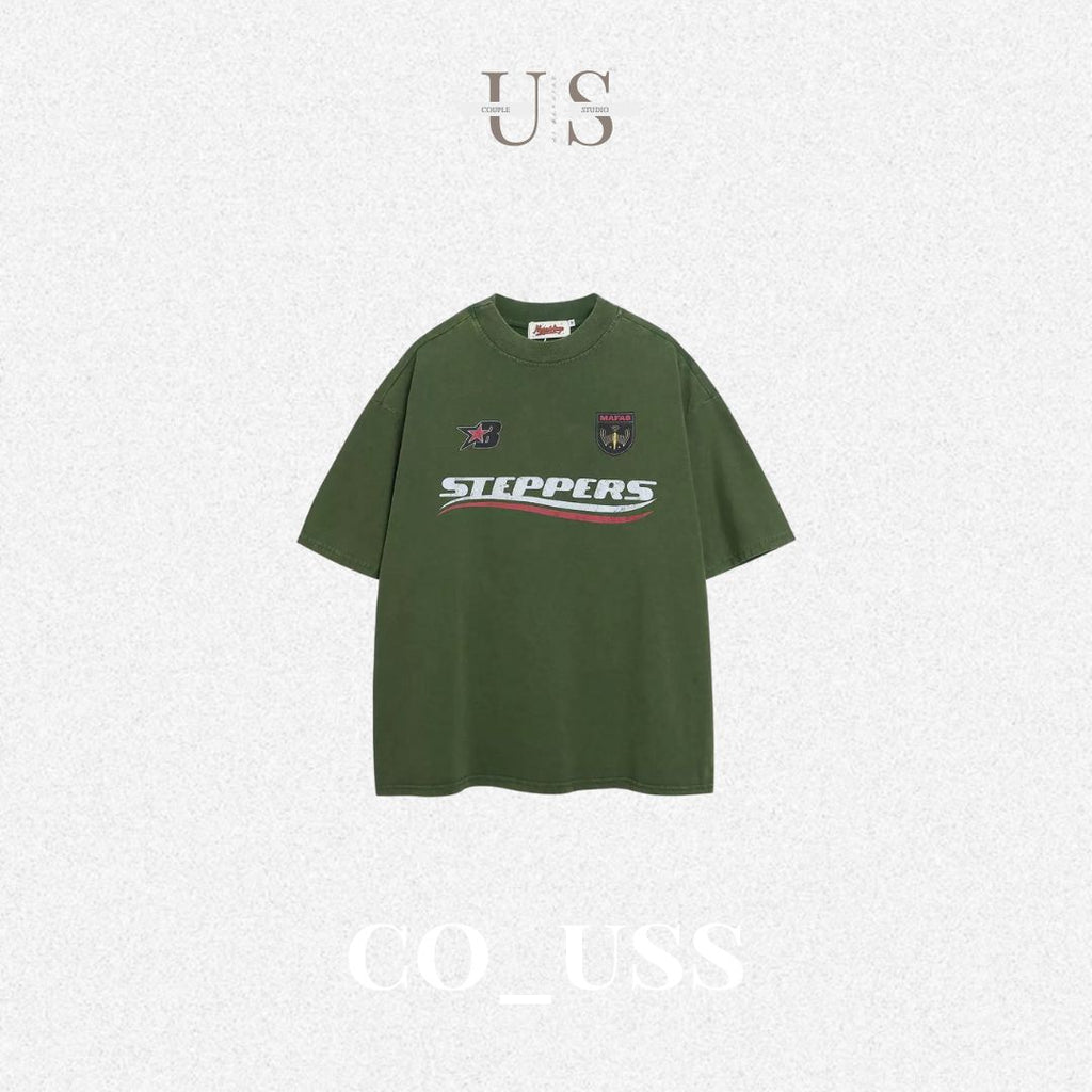 S0405 American Retro Washed Distressed Letter Print Short-Sleeve T-Shirt