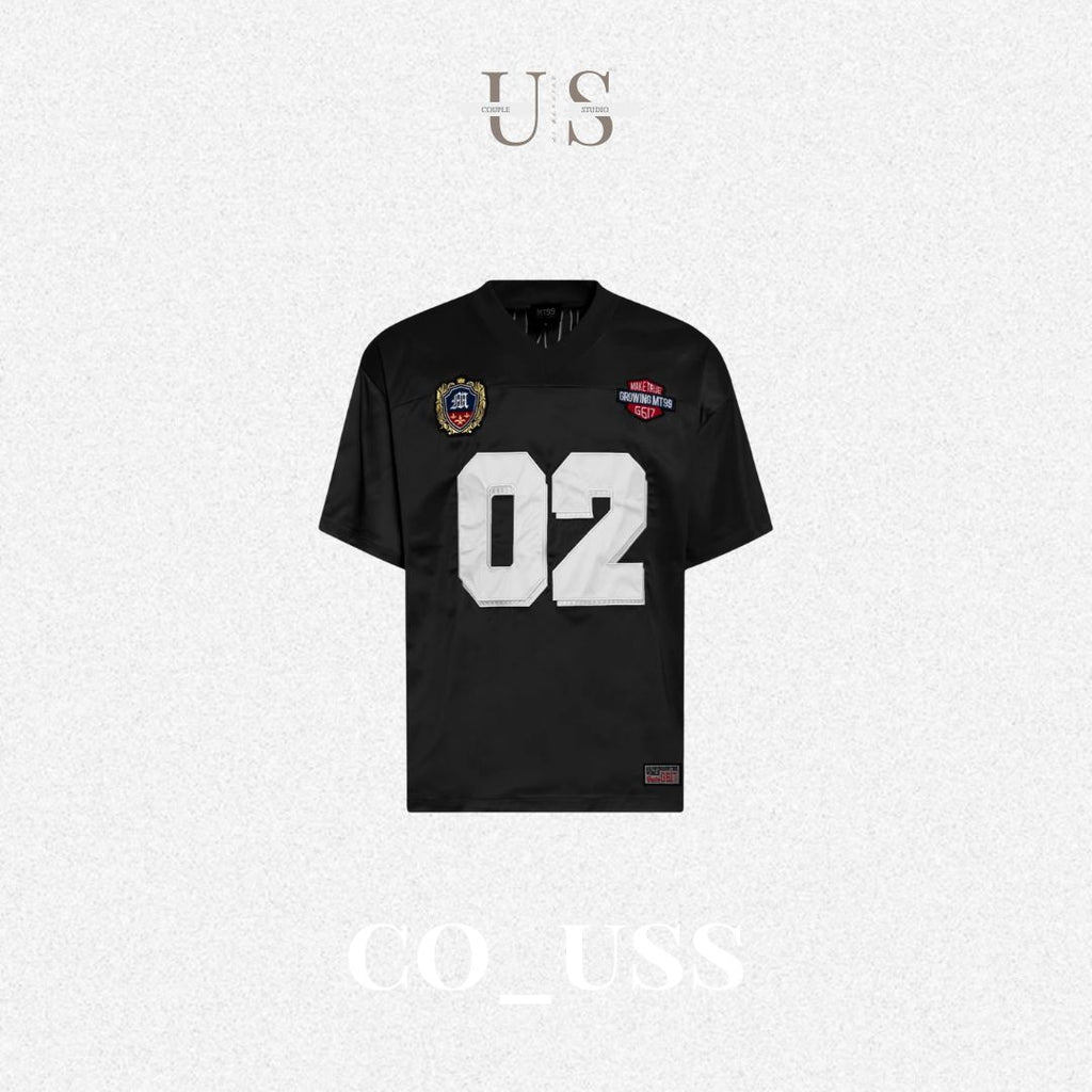 S0409 American Style No. 02 Embroidered Loose V-Neck Jersey T-Shirt