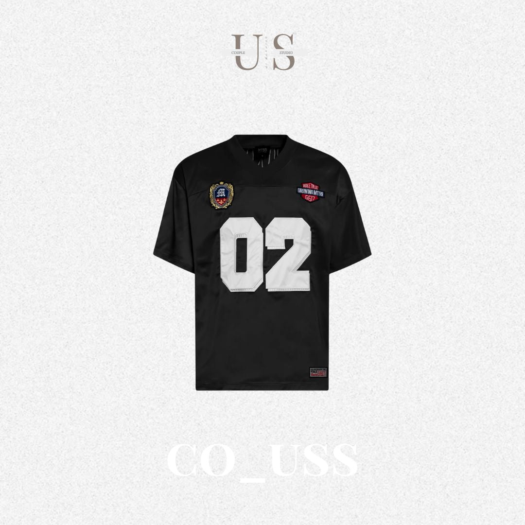 S0409 American Style No. 02 Embroidered Loose V-Neck Jersey T-Shirt