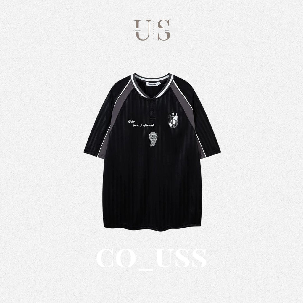 S0325 American trendy high street jersey style V-neck short-sleeved T-shirt