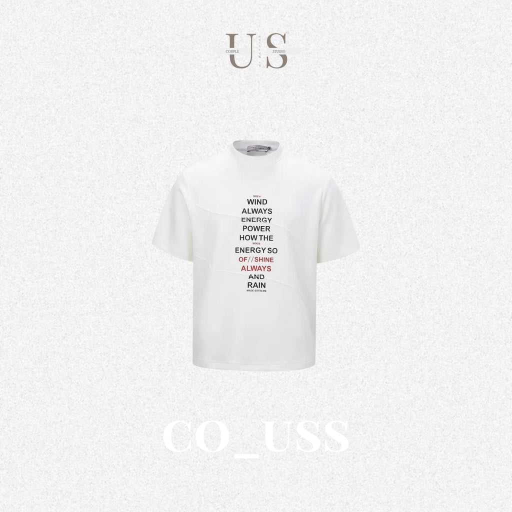 S0371 America Style 250g Air Layer Base Printed Letter Crewneck Casual Short Sleeve T-Shirt