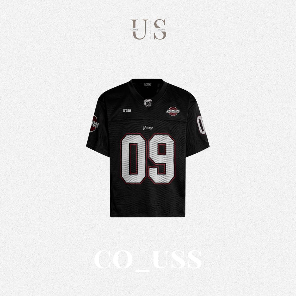 S0427 American street retro mesh V-neck short-sleeved T-shirt