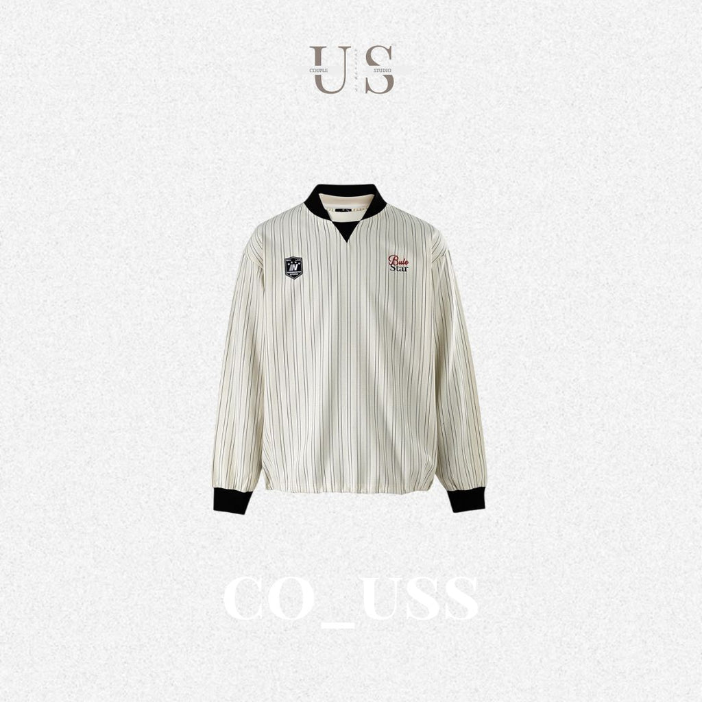 S0342 NotBrand Millennial Retro American V-neck Loose Striped Sports Jersey